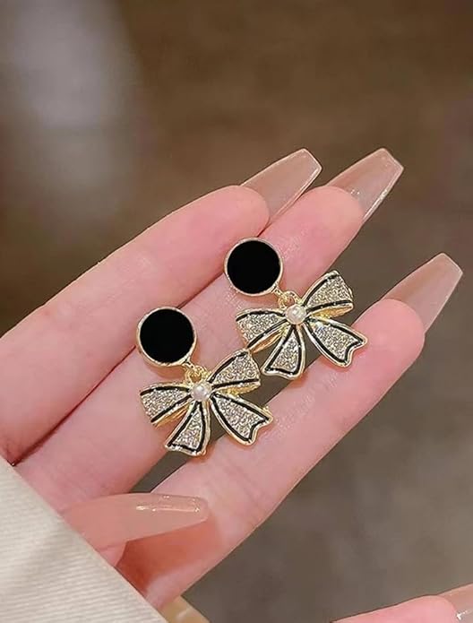 Pearl Bow Drop Trendy Korean Fashion Earring