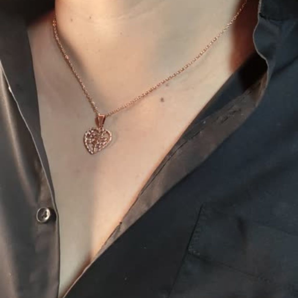 Rose Gold Leaf Heart Necklace