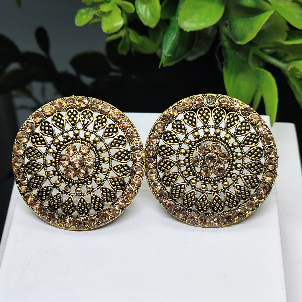 Antique Mandala Zirconia Studs Earrings