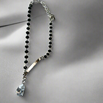 Black Beads Teardrop Korean Style Crystal Anklet