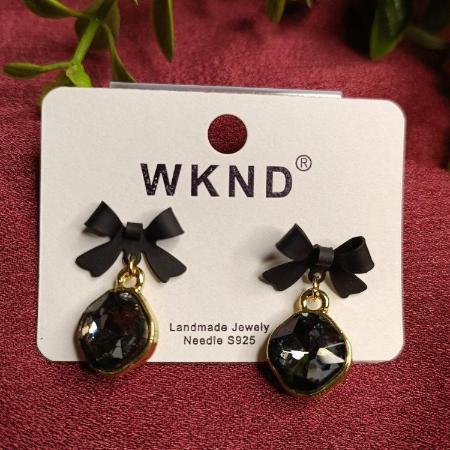 Black Bow Drop Earrings