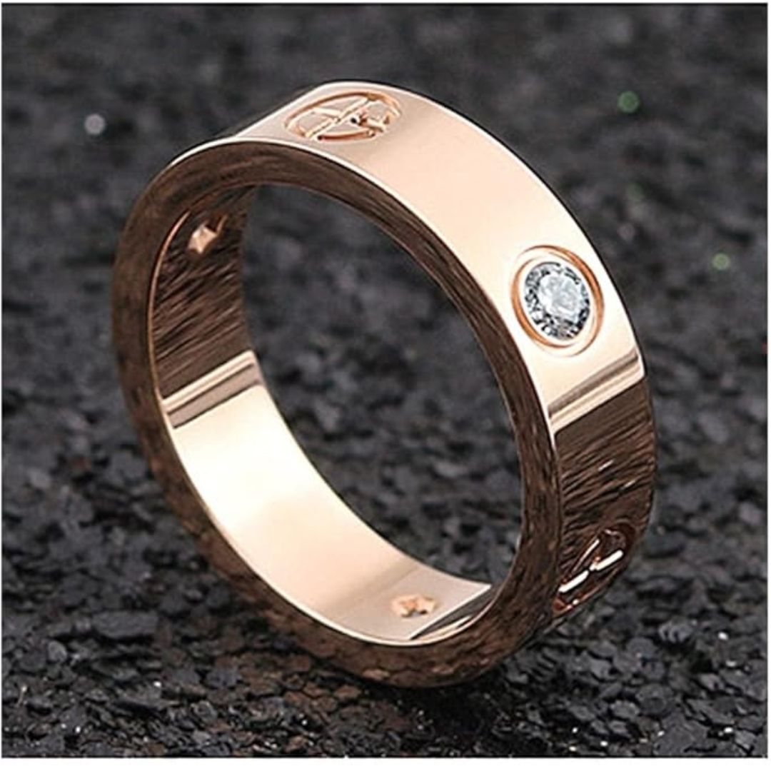 Anti Tarnish Korean Bolt & Gems Ring (Rose Gold)