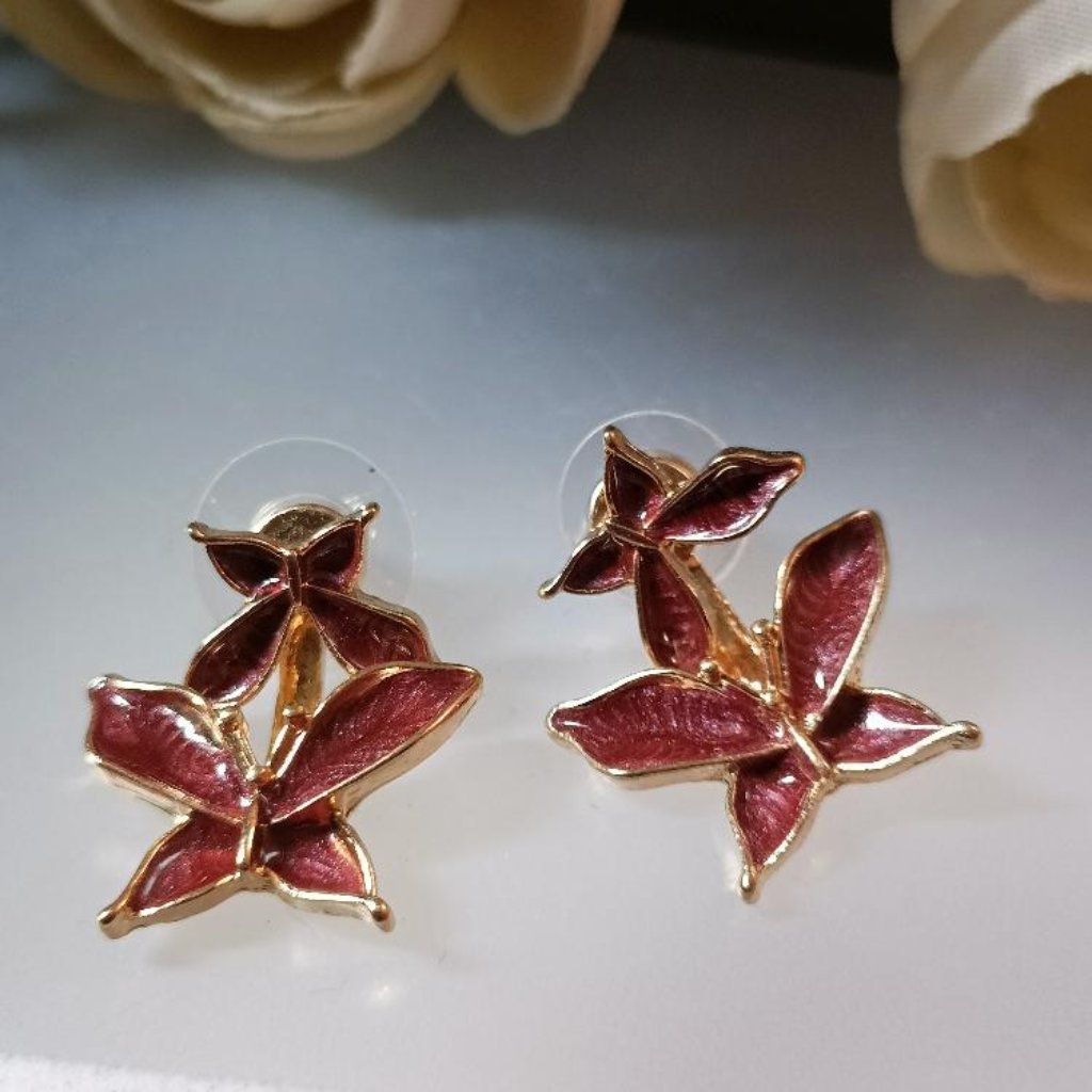 Brown Double Butterfly Drop Korean Fashion Earrings