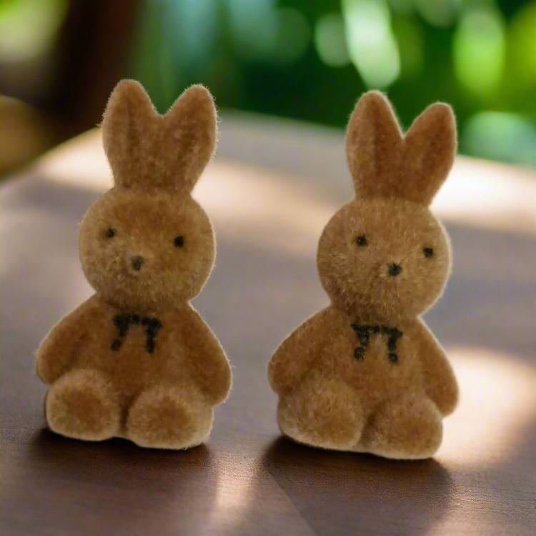 Brown Cute Plush Rabbit Statement Korean Fashion Earrings