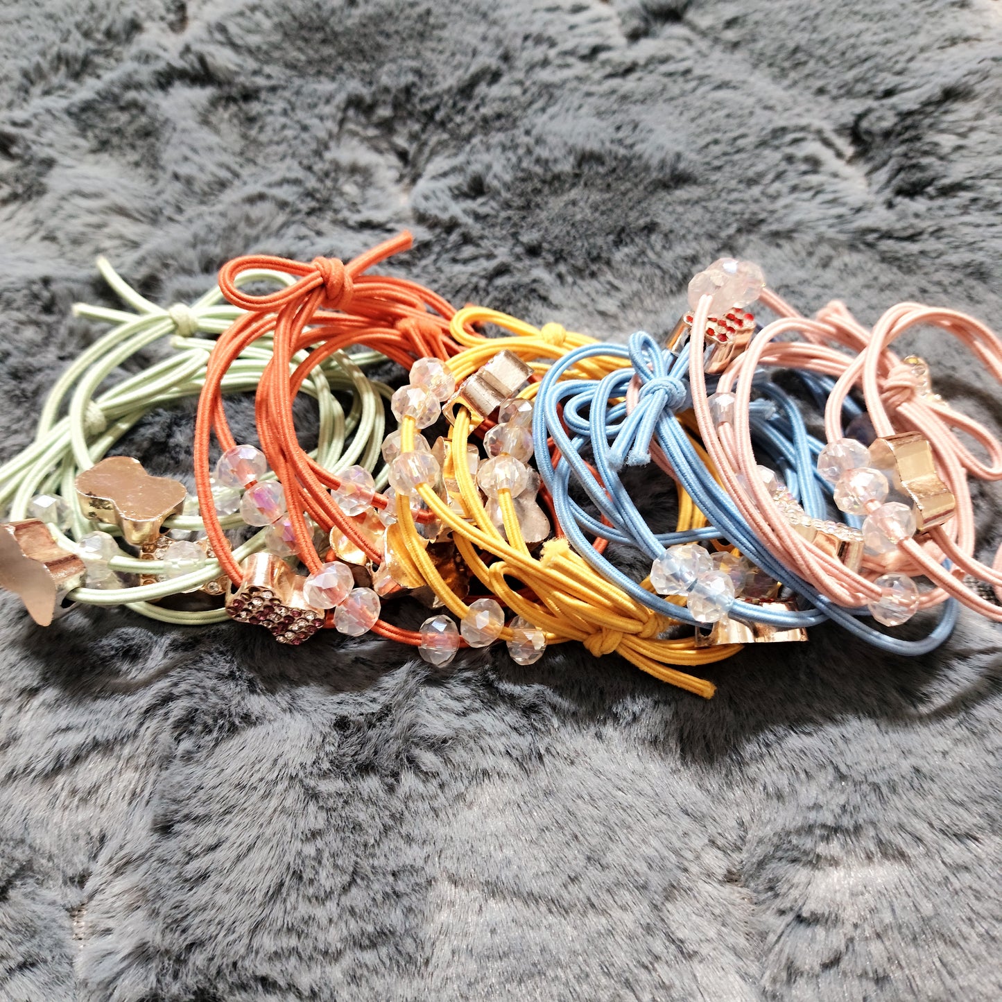 Crystal Charm Hair Rubber (Pack of 6)