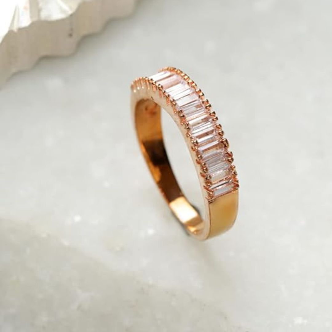 Anti Tarnish Korean Crystal Ring (Rose Gold)