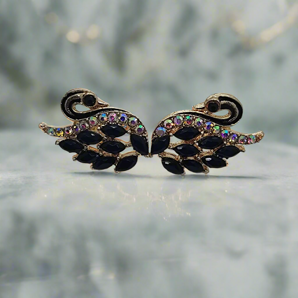 Crystal Swan Zirconia Studs Earrings