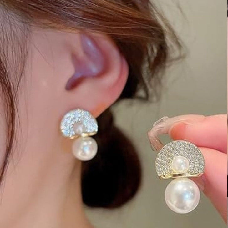 Crystal Pearl Minimal Stud Korean Fashion Earrings