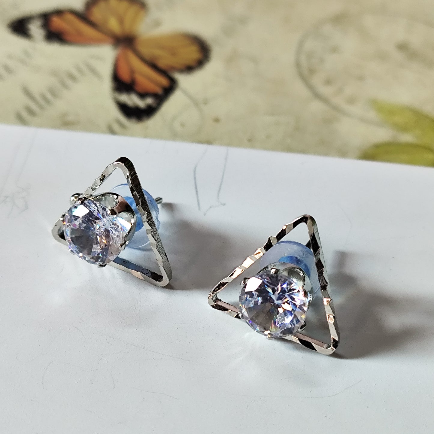 Diamond Glow Triangle Stud Earrings