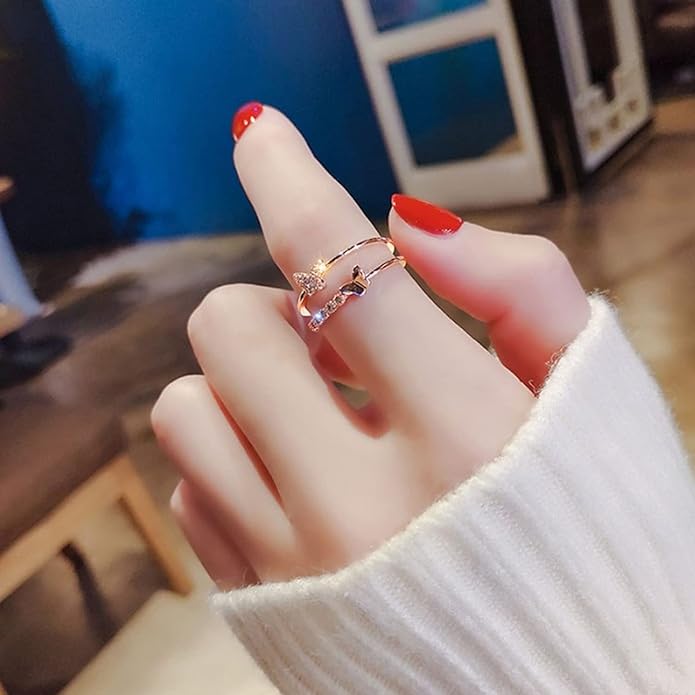 Anti Tarnish Korean Double Butterfly Ring (Rose Gold)