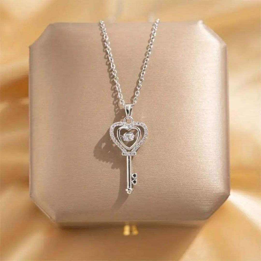 Double Heart Key Korean Fashion Necklace
