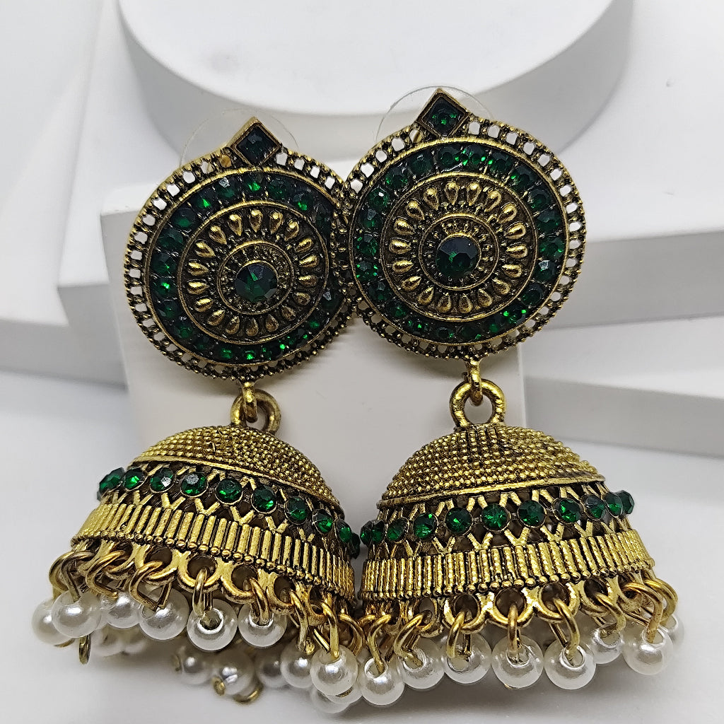 Emrald Gold Zirconia Jhumka