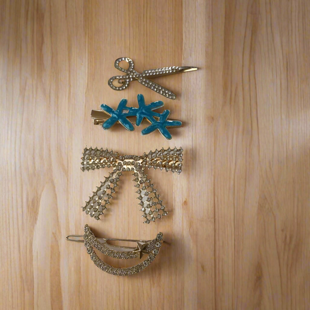 Gold Tone Korean Fashion Hair Clip Set_Combi-5