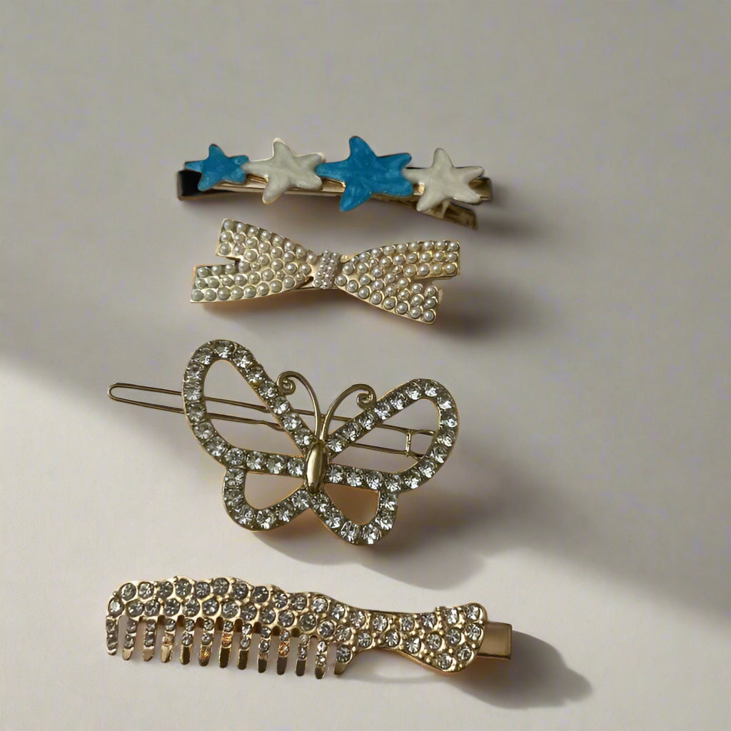 Gold Tone Korean Fashion Hair Clip Set_Combi-8