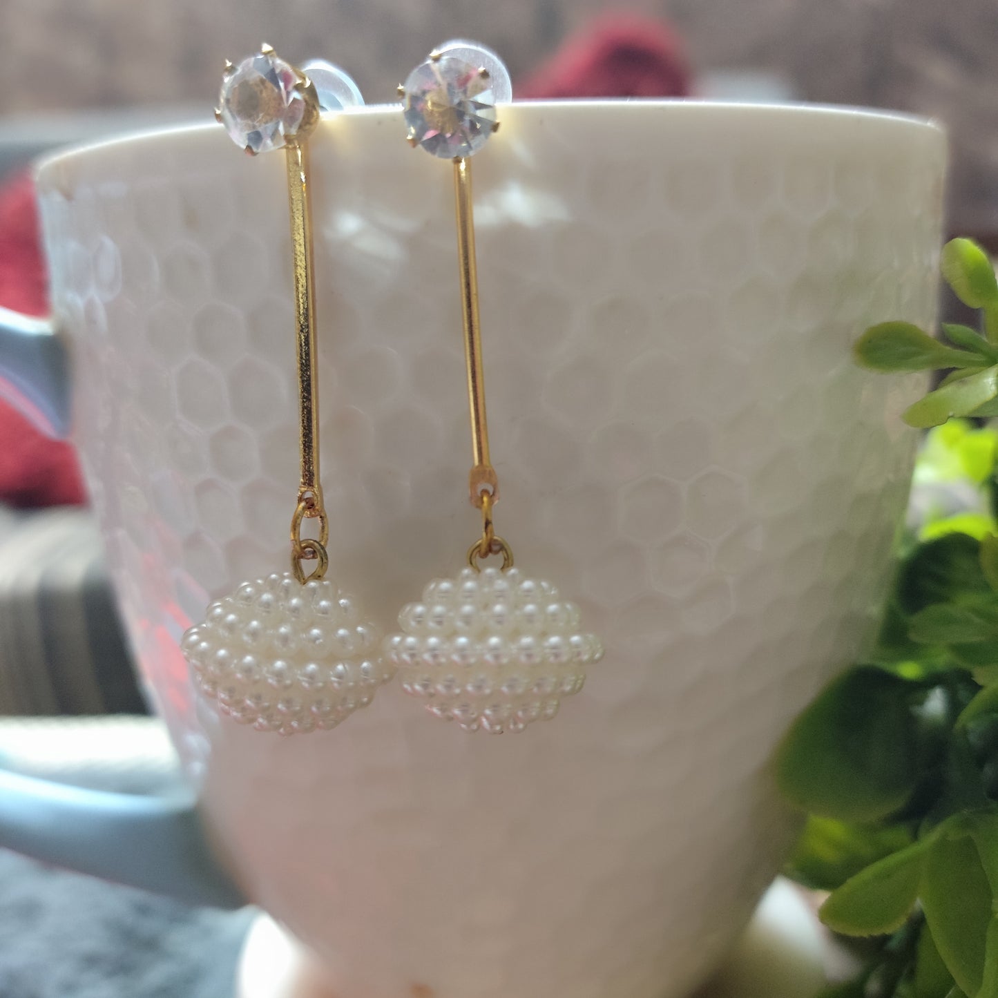 Golden Pearl Drop Earrings