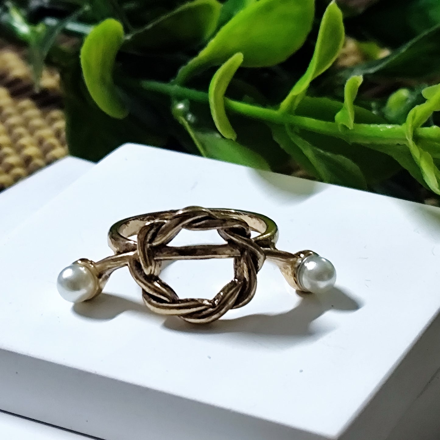 Twisted Pearl Promise Ring