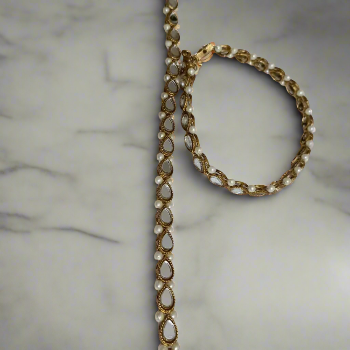 Kundan Pearl Anklet Oval
