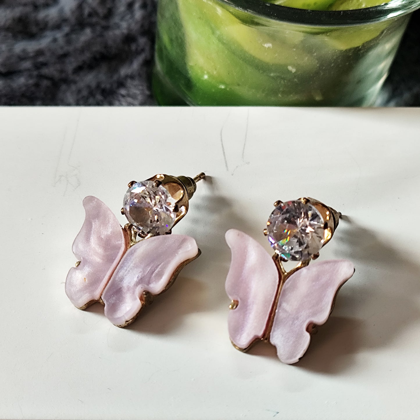 Lavender Butterfly Stud Earrings