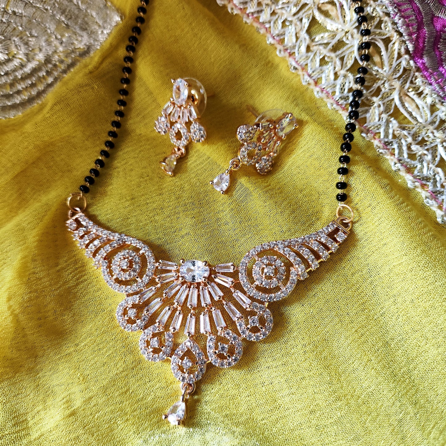 Mohini Haar Rose Gold American Diamond Mangalsutra