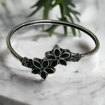 Oxidized Antique Floral Trendy Bracelet Black