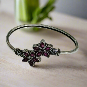 Oxidized Antique Floral Trendy Bracelet Purple