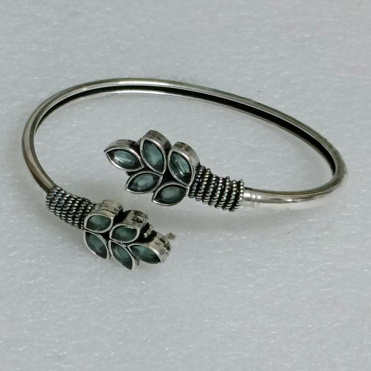 Oxidized Antique Leafy Trendy Bracelet Turquoise