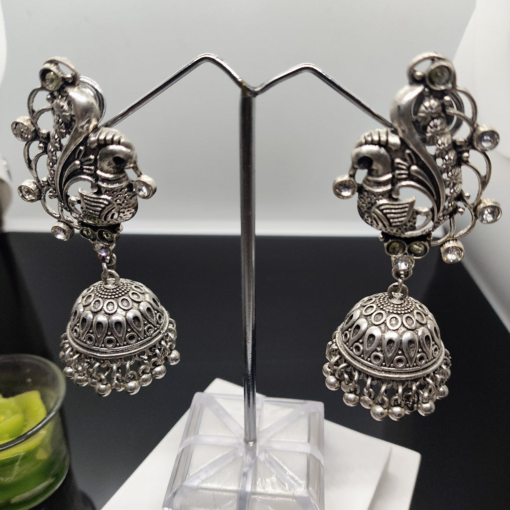 Oxidized Mayuri Jhumka