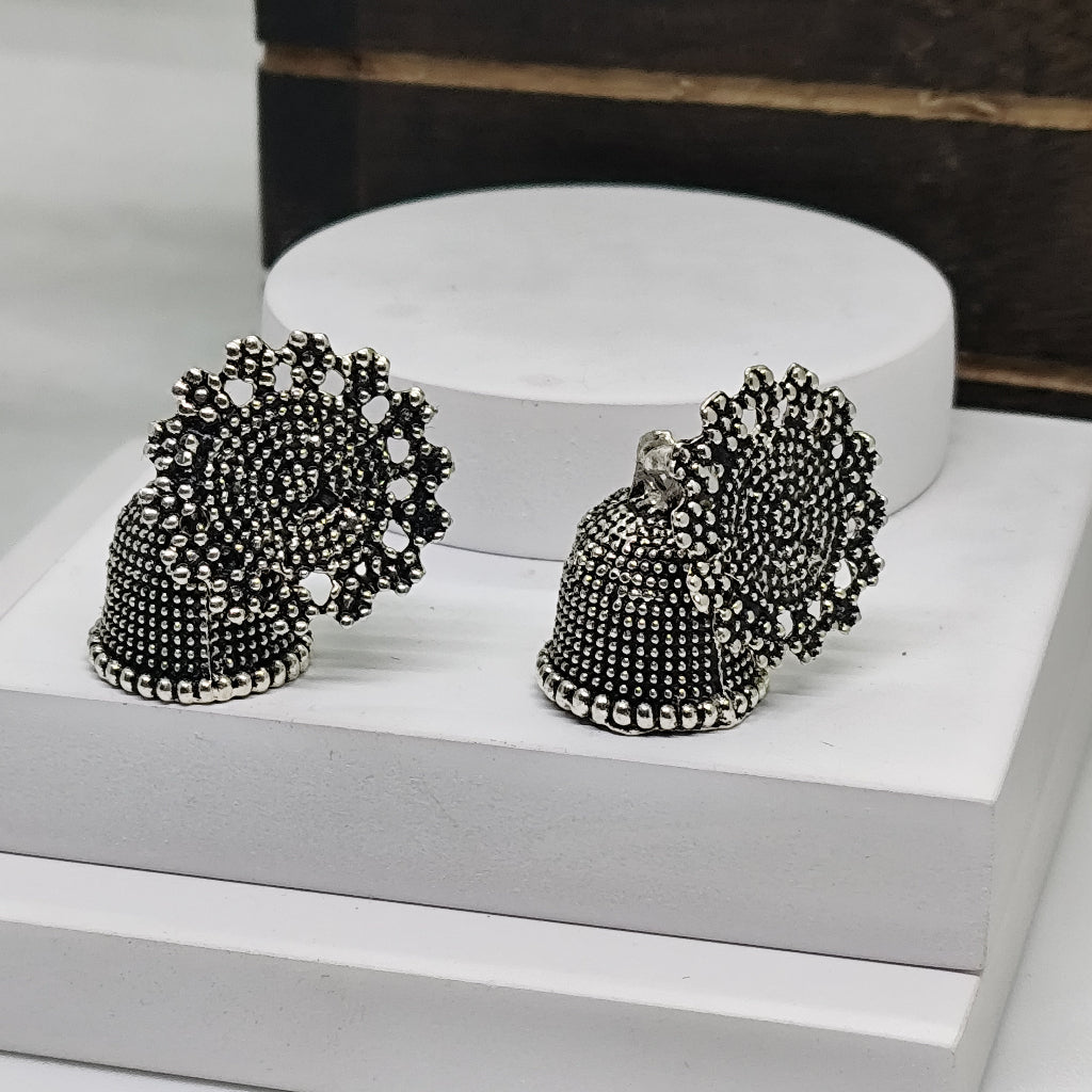 Oxidized Silver Bell Jhumka