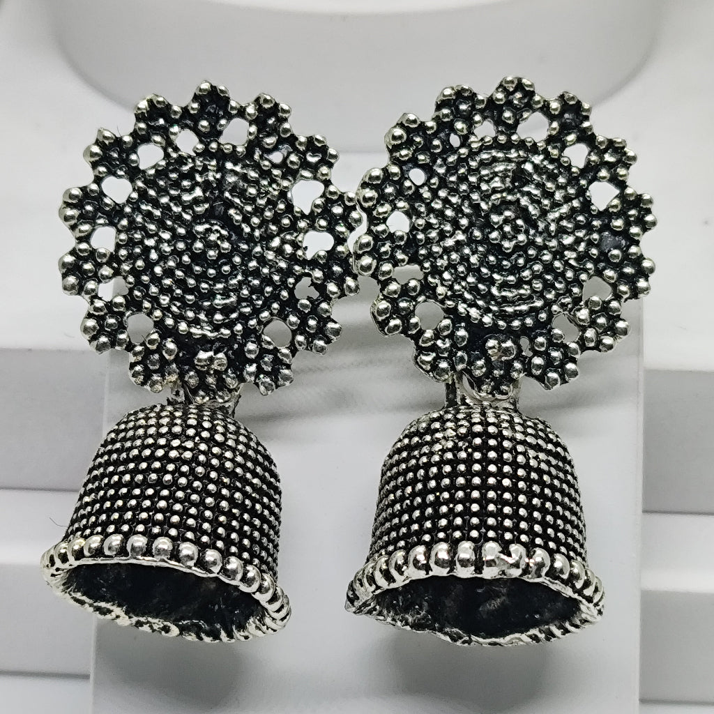 Oxidized Silver Bell Jhumka