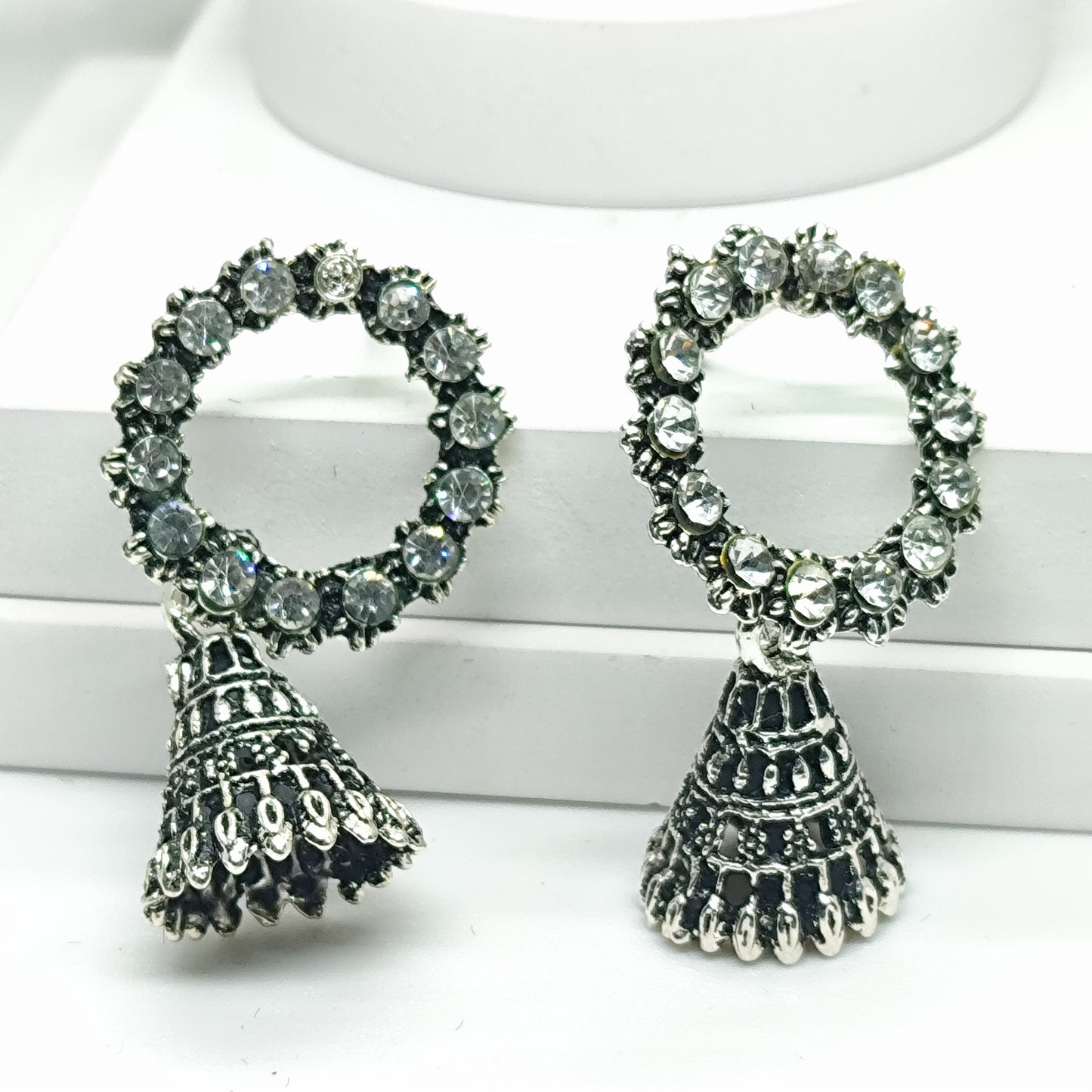 Oxidized Sparkling Zirconia Jhumka