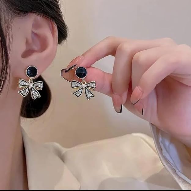 Pearl Bow Drop Trendy Korean Fashion Earring
