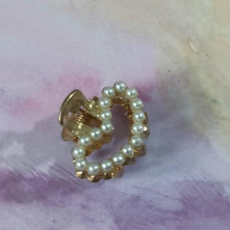 Pearl heart Mini Claw Clip Golden
