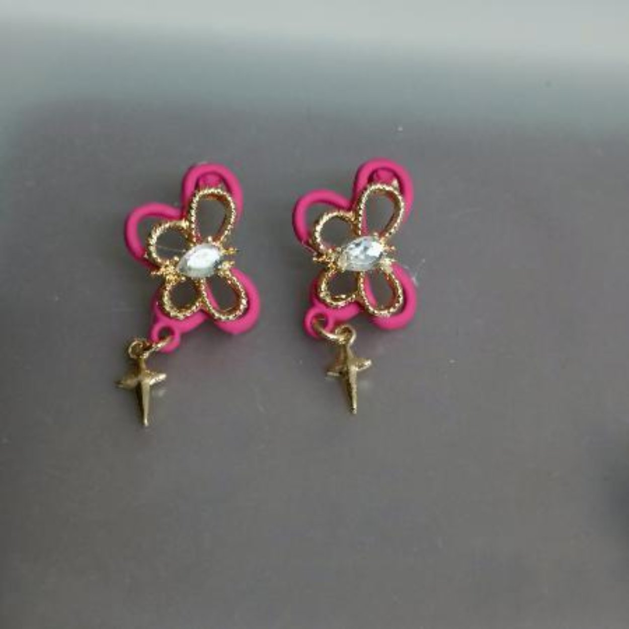 Pink Butterfly and Star Drop Earrings