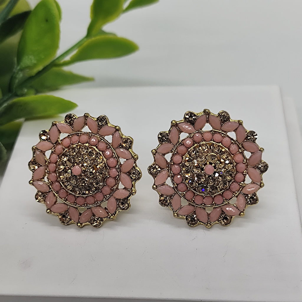 Pink Maharani Zirconia Studs Earrings