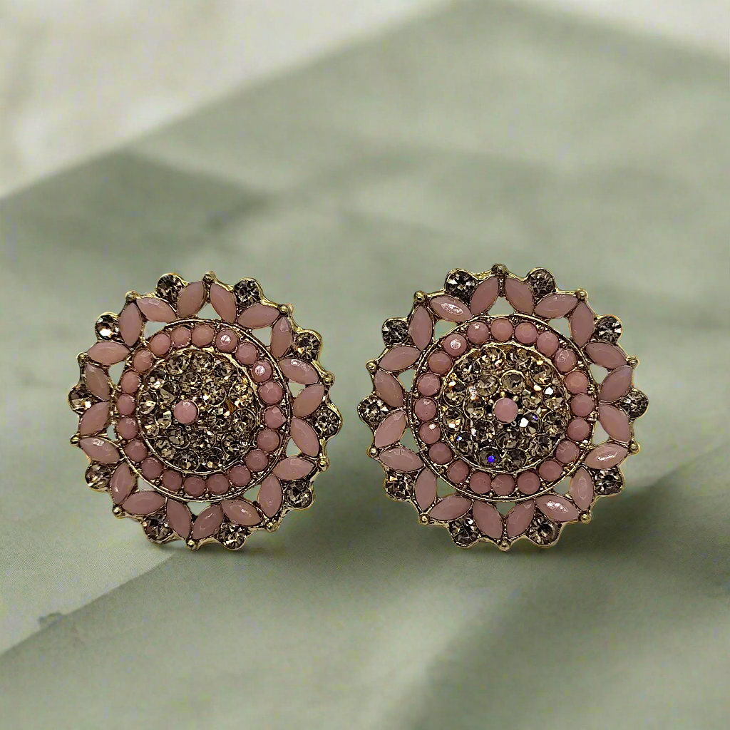 Pink Maharani Zirconia Studs Earrings