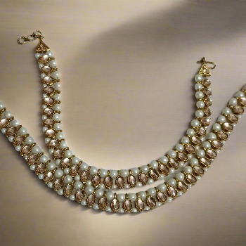 Purple Stone Pearl Anklet Oval