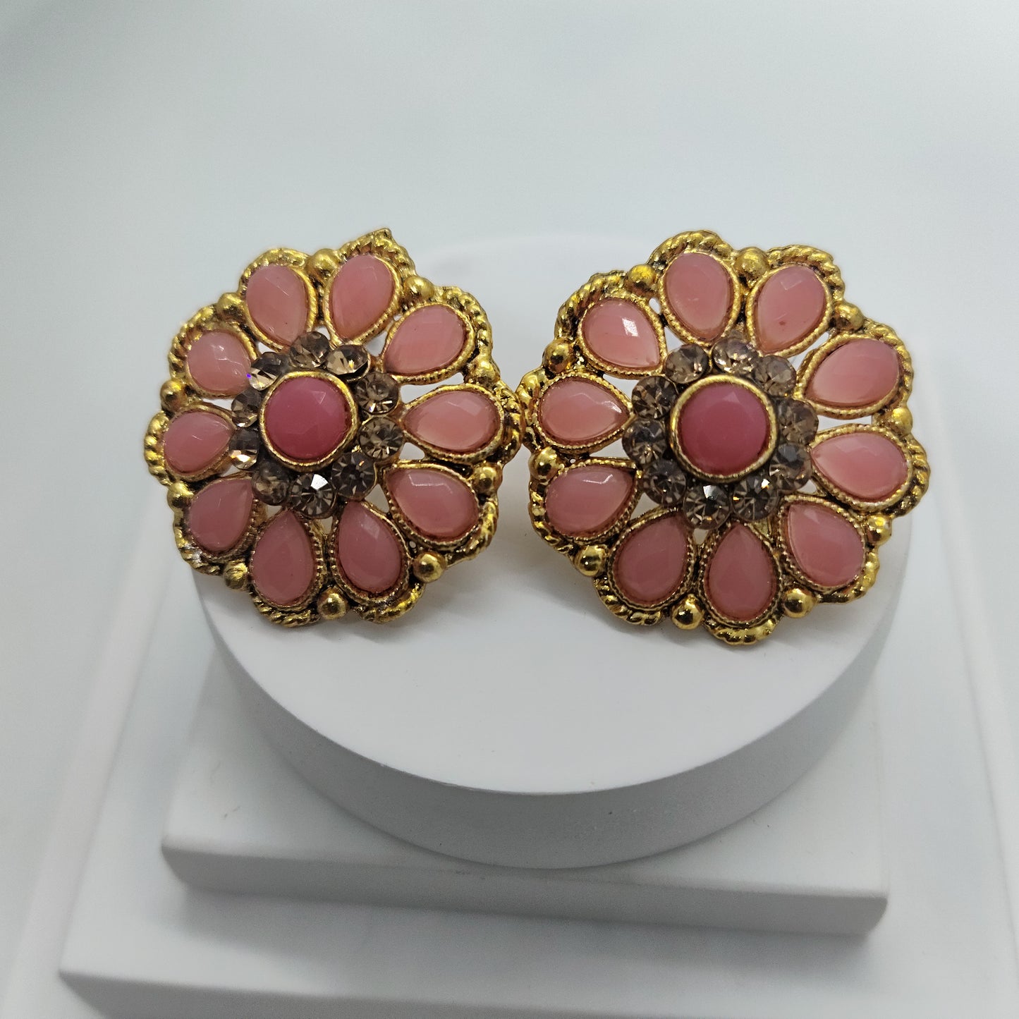 Rani Pink Zirconia Studs Earrings