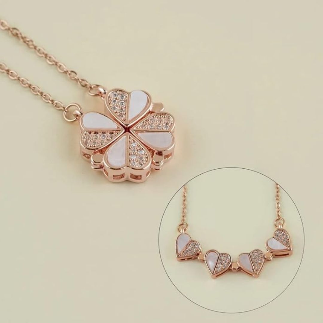 Rose Gold four in one Heart Korean Fashion Necklace