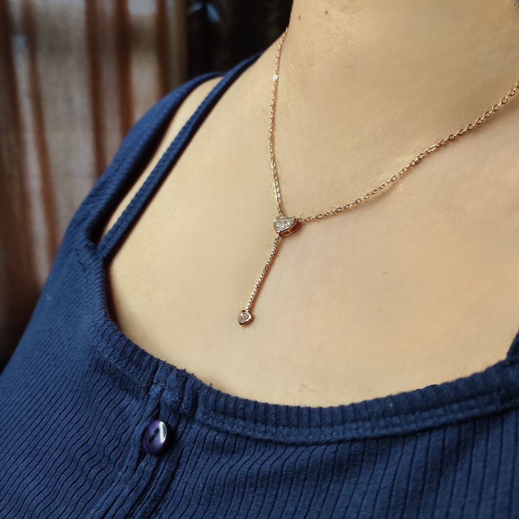 Rose Gold Double Heart Y Necklace