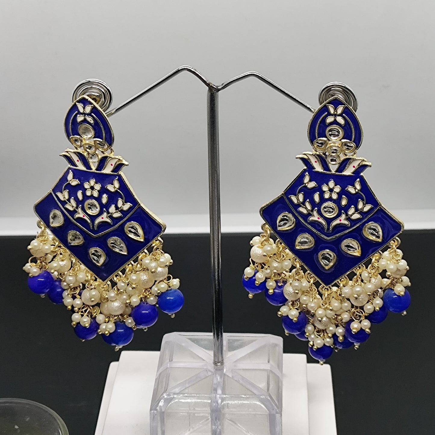 Royal Blue Meenakari Chandbali