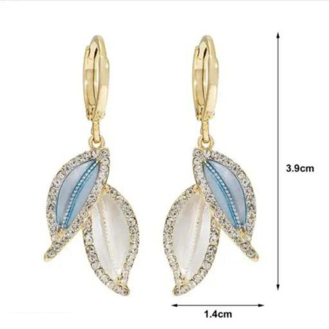 Sparkling Blue and White Hoop Korean Fashion Earrings