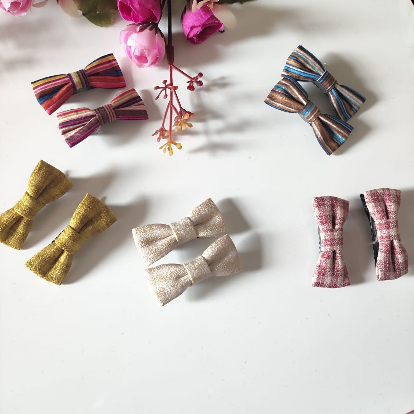 Denim Bow Clips