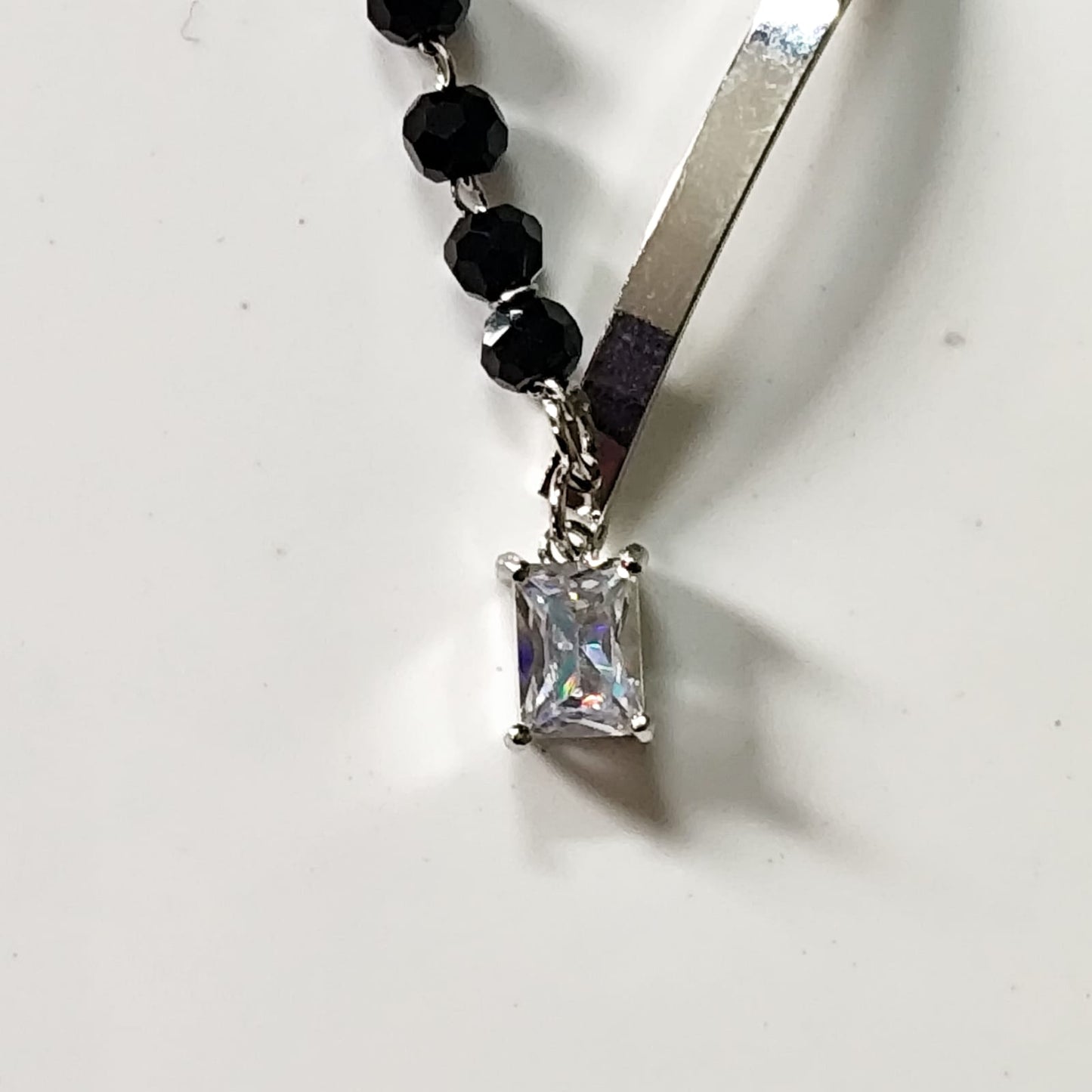 Black Beads Crystal Anklet