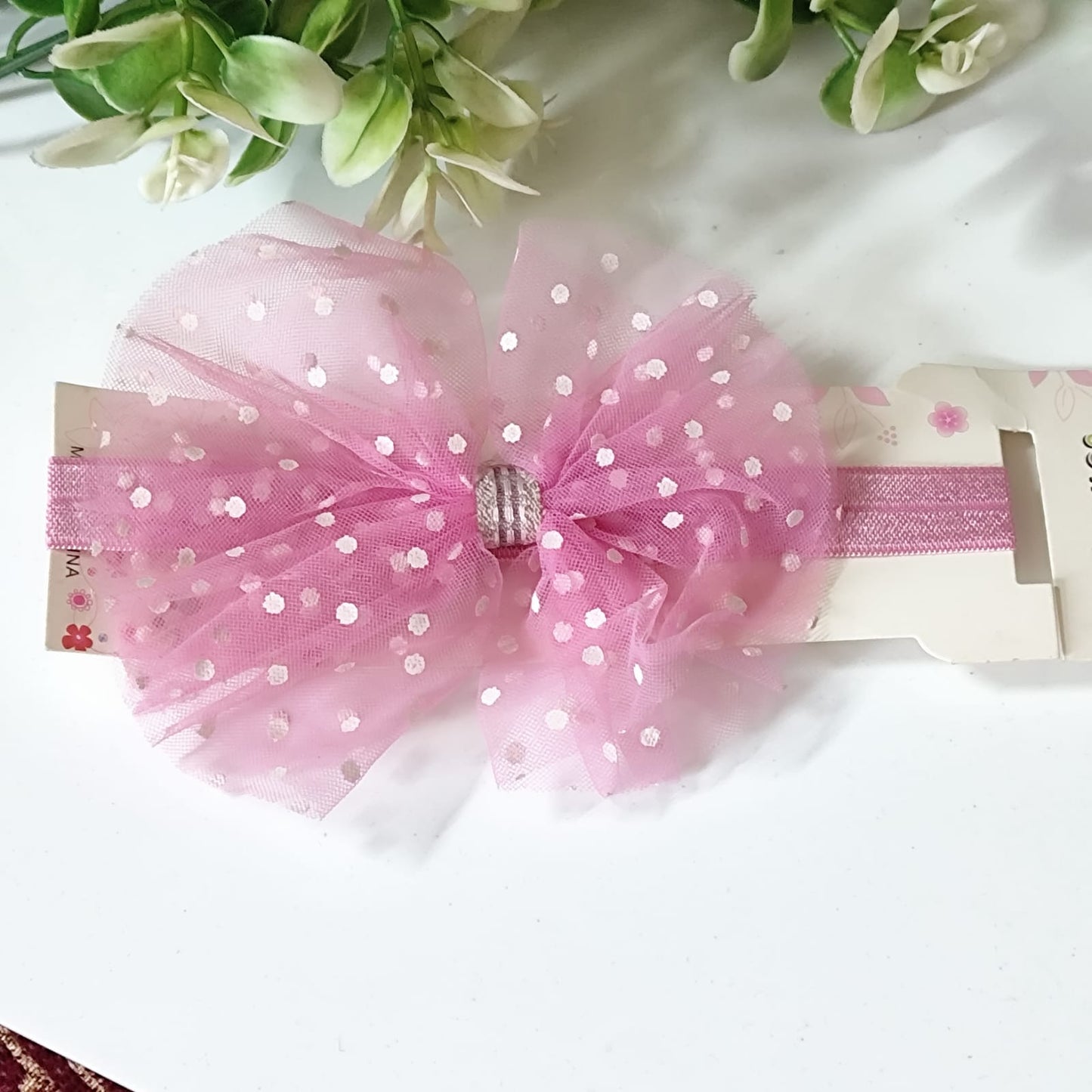 Pink Polka Puff Headband
