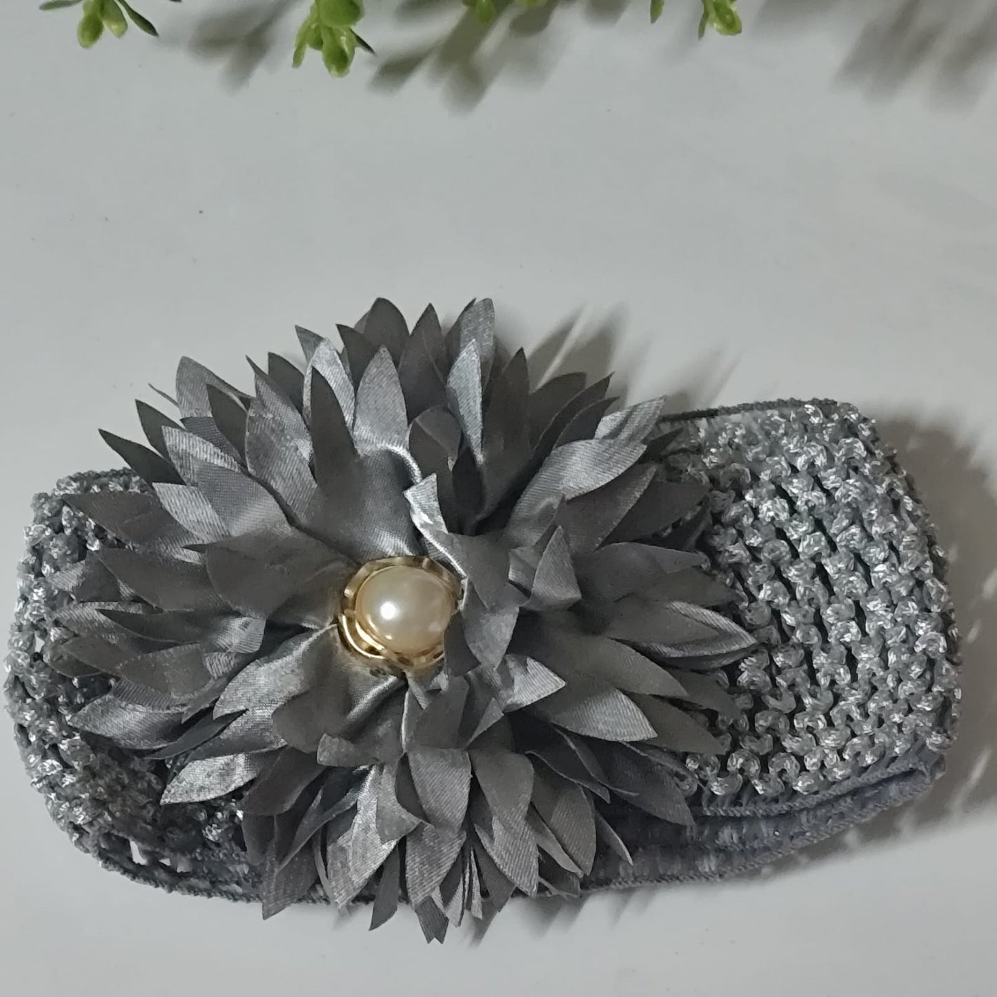Grey Bloom Baby Hairband