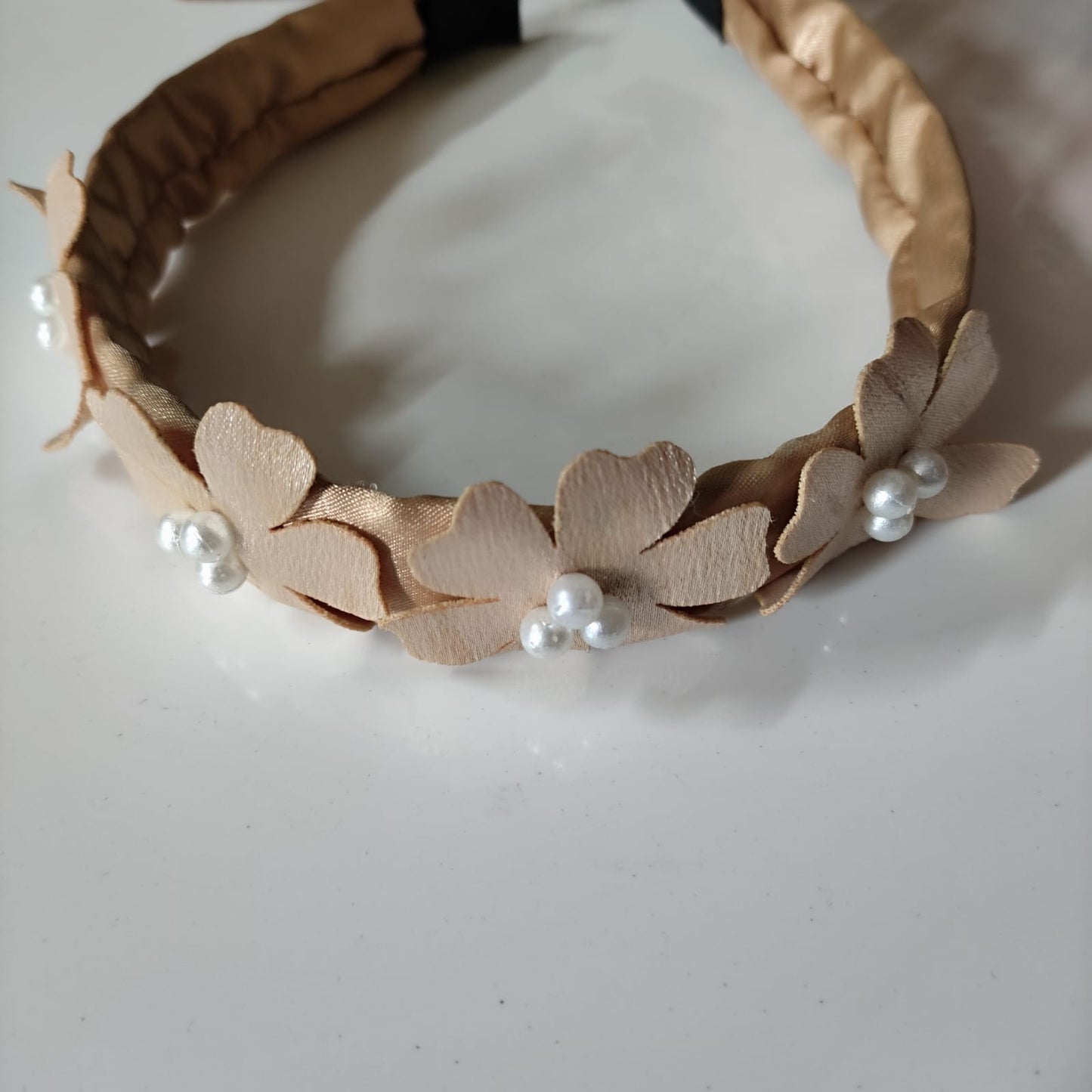 Beige Petal Pearl Hairband