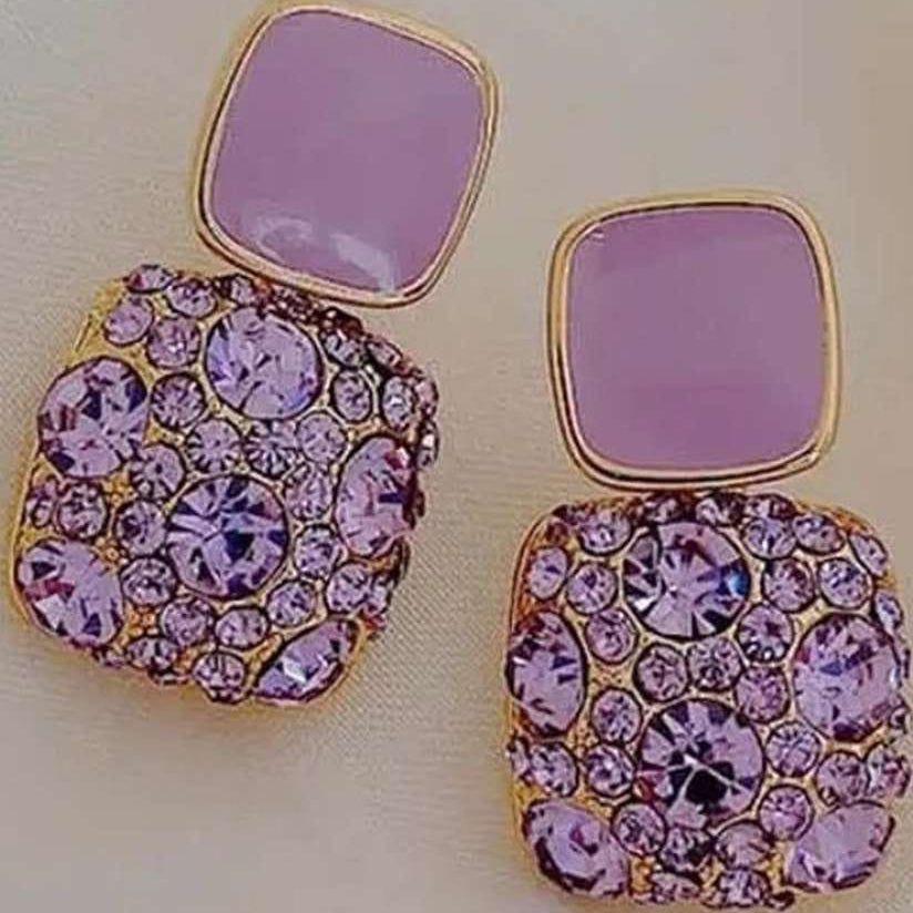 Purple Crystal Glow Dangler Earrings