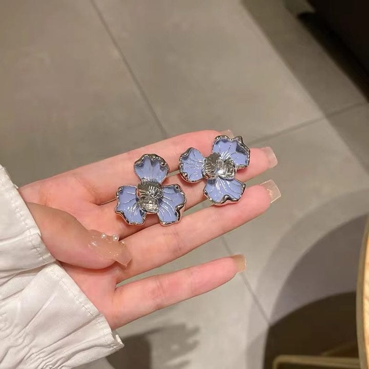 Denim Blue Flower Stud Earring