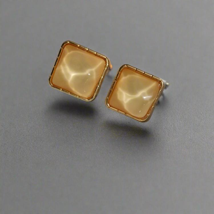 Yellow Square Stud Statement Korean Fashion Earrings
