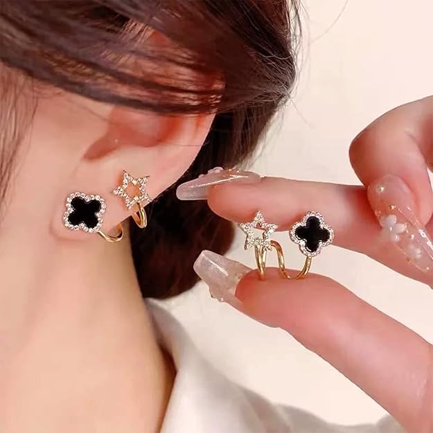 Zirconia Star Shaped Twisted Minimal Stud Korean Fashion Earrings